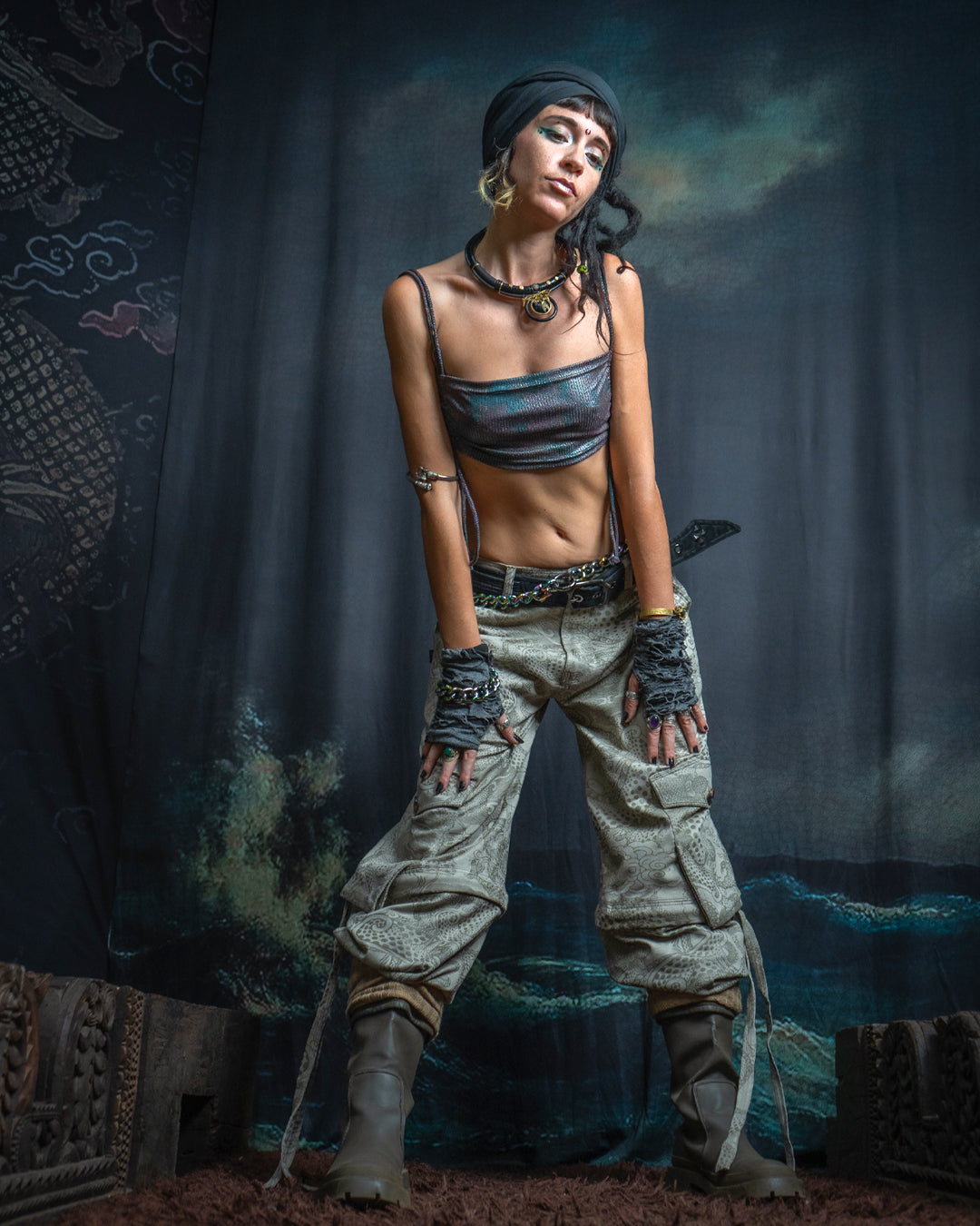 Pants Woman / Baggy Pockets TR Stretchy - Cream DRAGONS